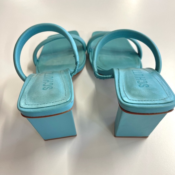 Schutz Ully Leather Block Heel Sandals sz 6.5 - Picture 4 of 12